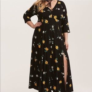 Torrid Black Floral Button-Up Maxi Dress